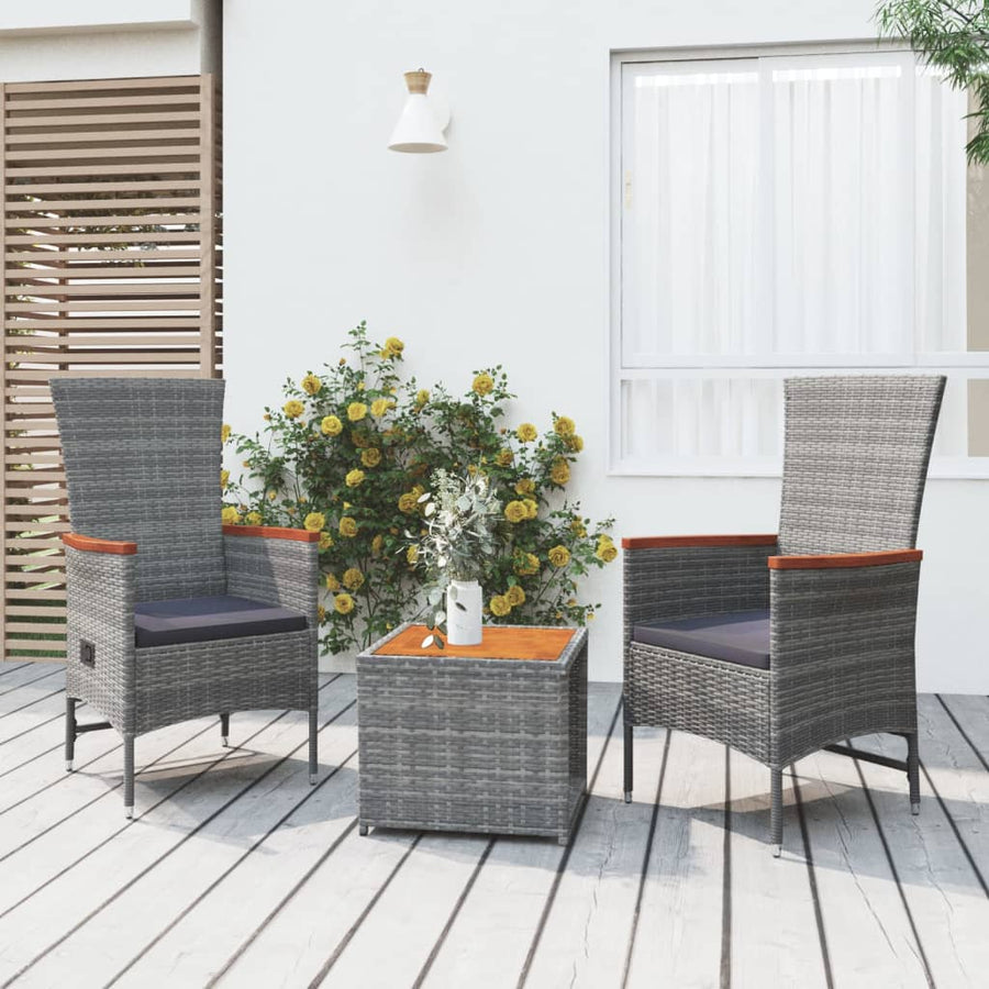 Loungeset Poly Rattan En Massief Acaciahout Grijs 3