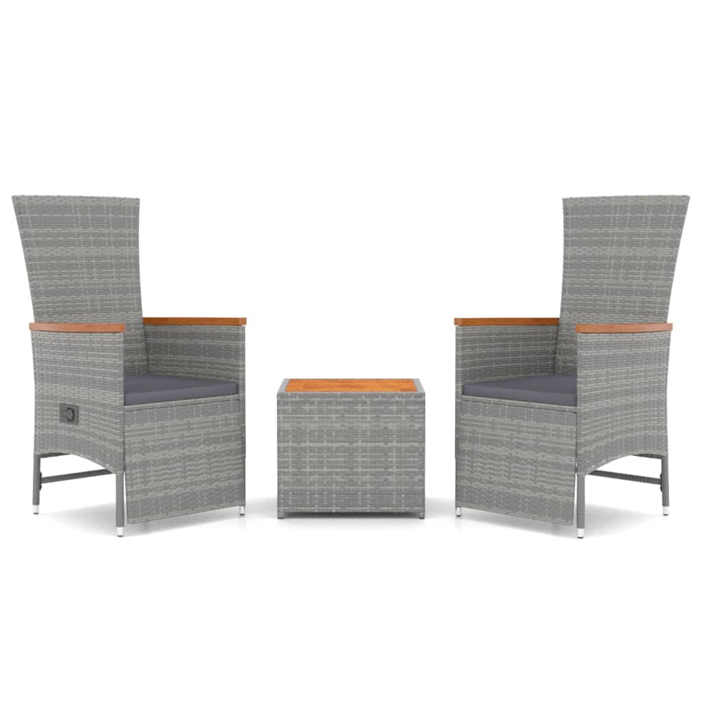 Loungeset Poly Rattan En Massief Acaciahout Grijs 3