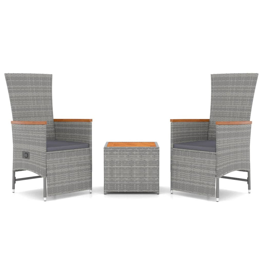 Loungeset Poly Rattan En Massief Acaciahout Grijs 3