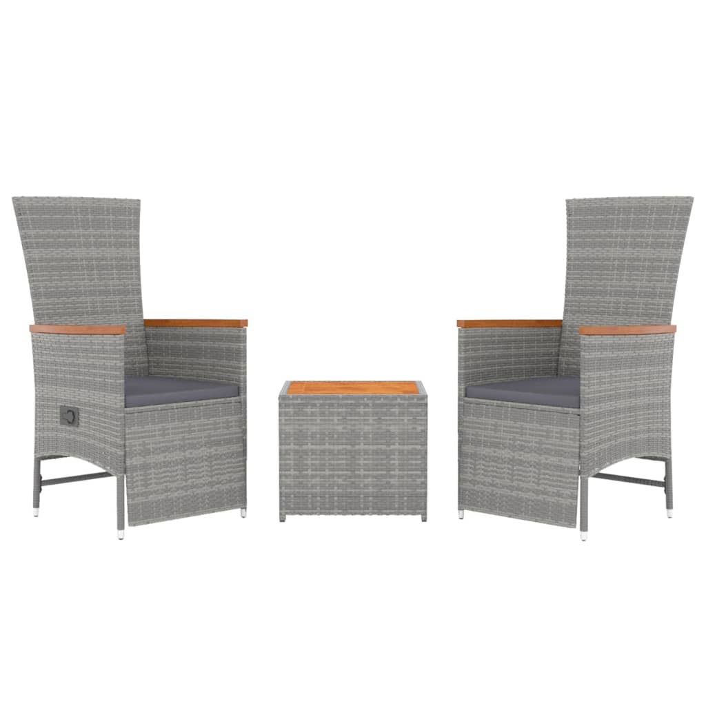 Loungeset Poly Rattan En Massief Acaciahout Grijs 3