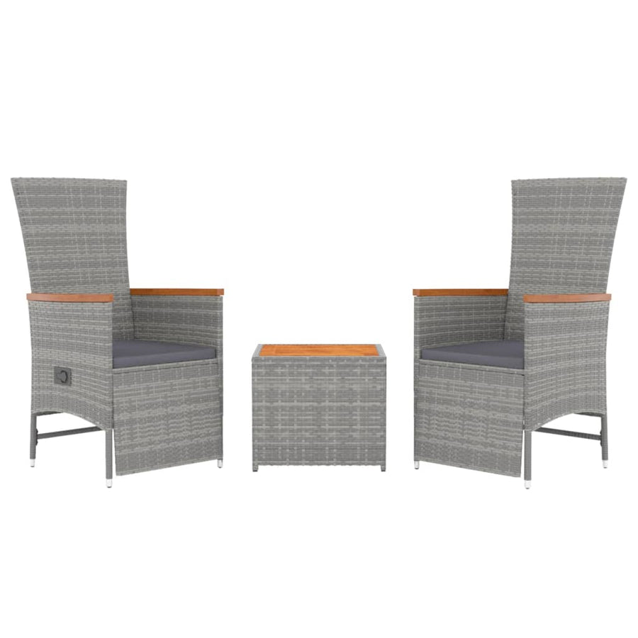 Loungeset Poly Rattan En Massief Acaciahout Grijs 3