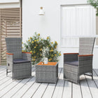 -Delige Loungeset Poly Rattan En Massief Acaciahout Grijs 2x Fauteuil + Tafel