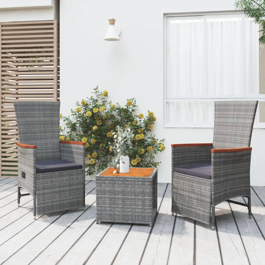 Loungeset Poly Rattan En Massief Acaciahout Grijs 3