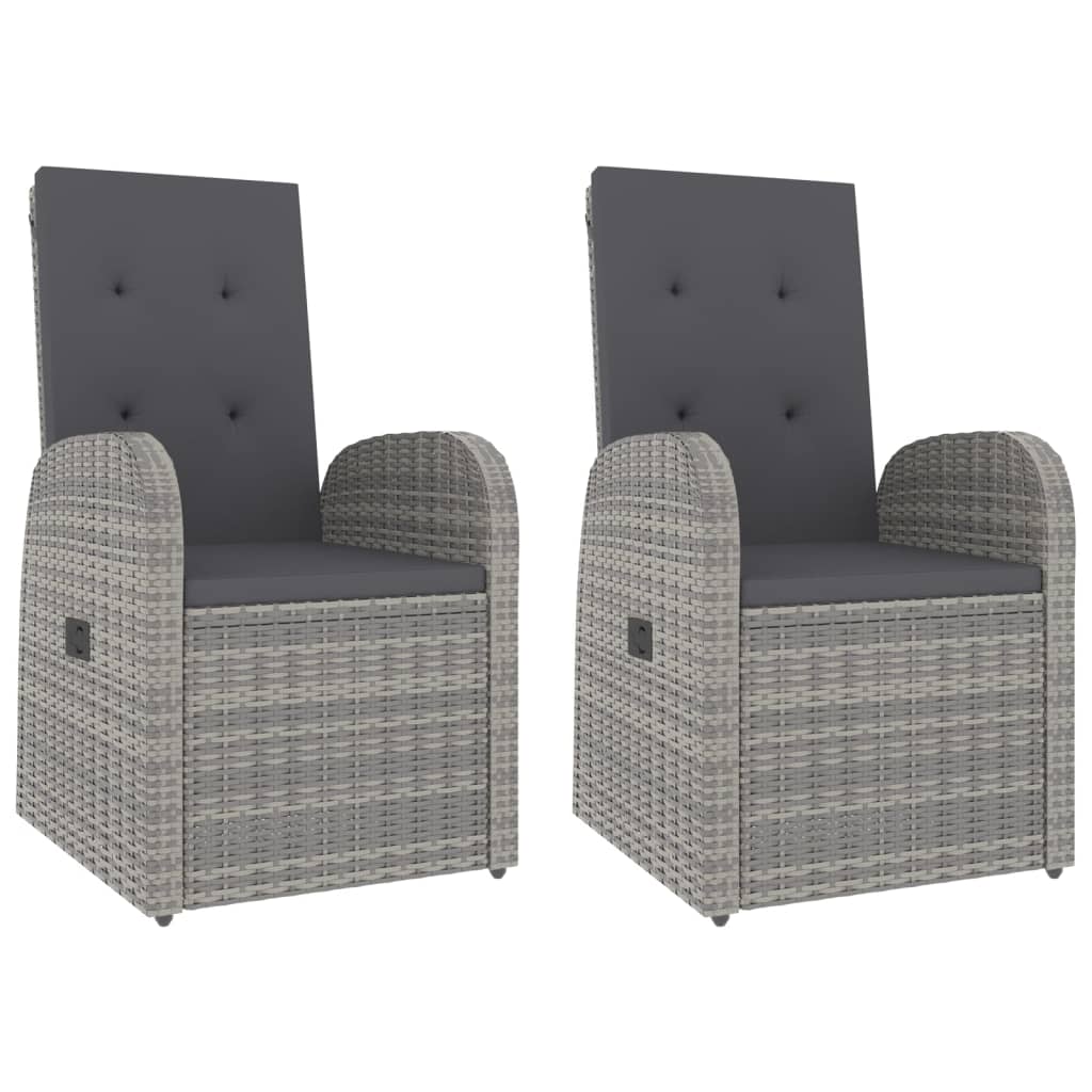 3-Delige Loungeset Poly Rattan En Massief Acaciahout Grijs 1