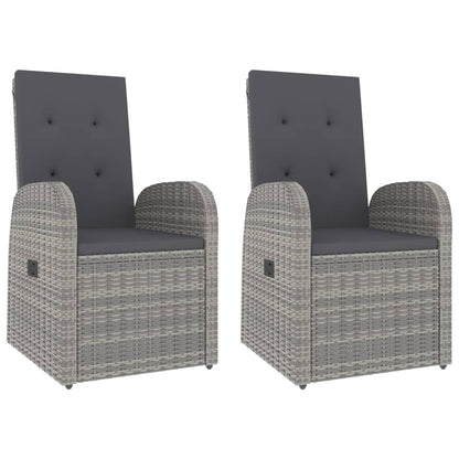 3-Delige Loungeset Poly Rattan En Massief Acaciahout Grijs 1