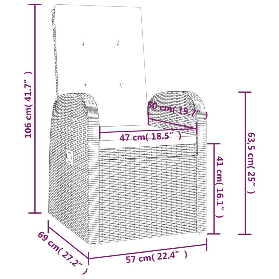 3-Delige Loungeset Poly Rattan En Massief Acaciahout Grijs 1