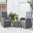 3-Delige Loungeset Poly Rattan En Massief Acaciahout Grijs 2x stoel + Tafel