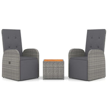3-Delige Loungeset Poly Rattan En Massief Acaciahout Grijs 1