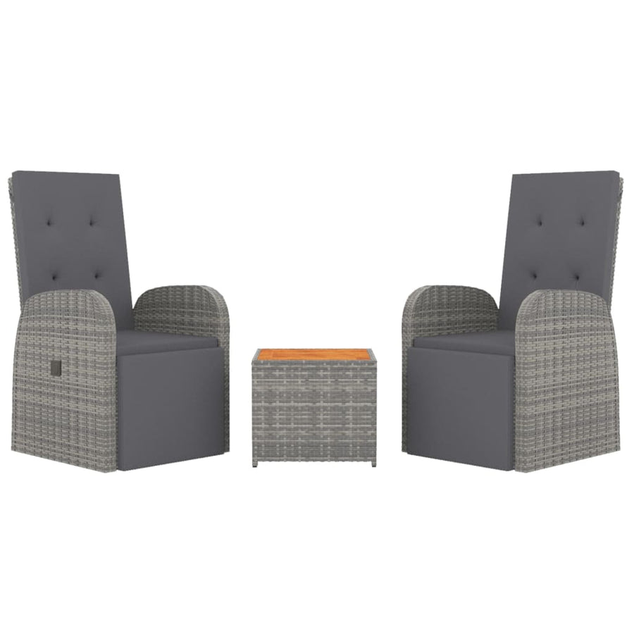 3-Delige Loungeset Poly Rattan En Massief Acaciahout Grijs 1