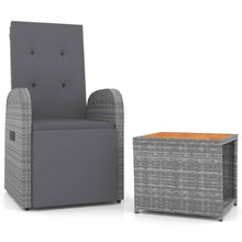 2-Delige Loungeset Poly Rattan En Massief Acaciahout Grijs 1