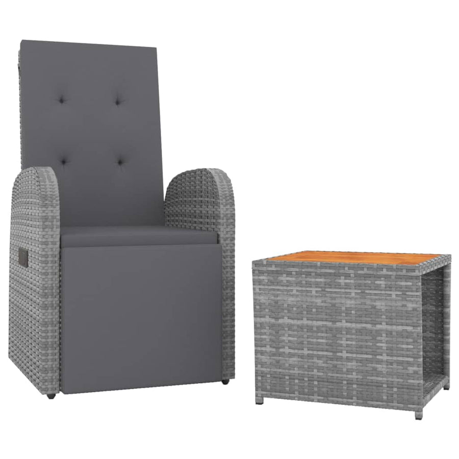 2-Delige Loungeset Poly Rattan En Massief Acaciahout Grijs 1