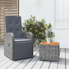 Loungeset 2-delig poly rattan acaciahout grijs