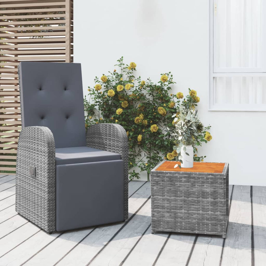 2-Delige Loungeset Poly Rattan En Massief Acaciahout Grijs 1