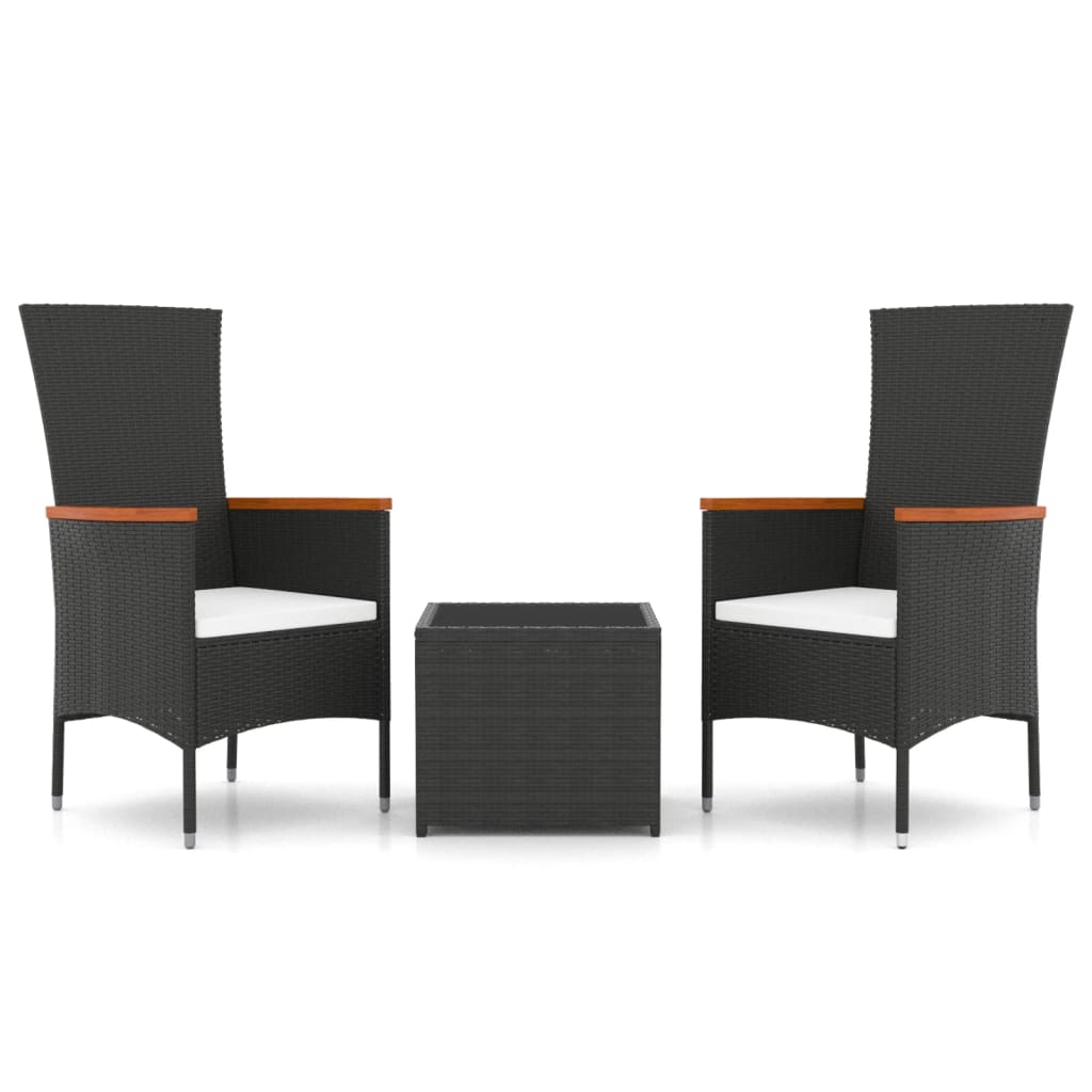 -Delige Loungeset Poly Rattan En Zwart Staal