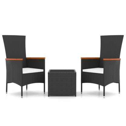 -Delige Loungeset Poly Rattan En Zwart Staal