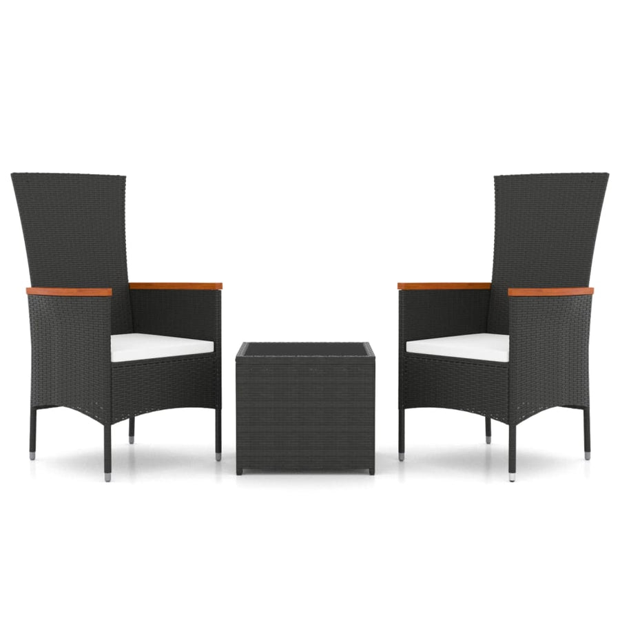 -Delige Loungeset Poly Rattan En Zwart Staal