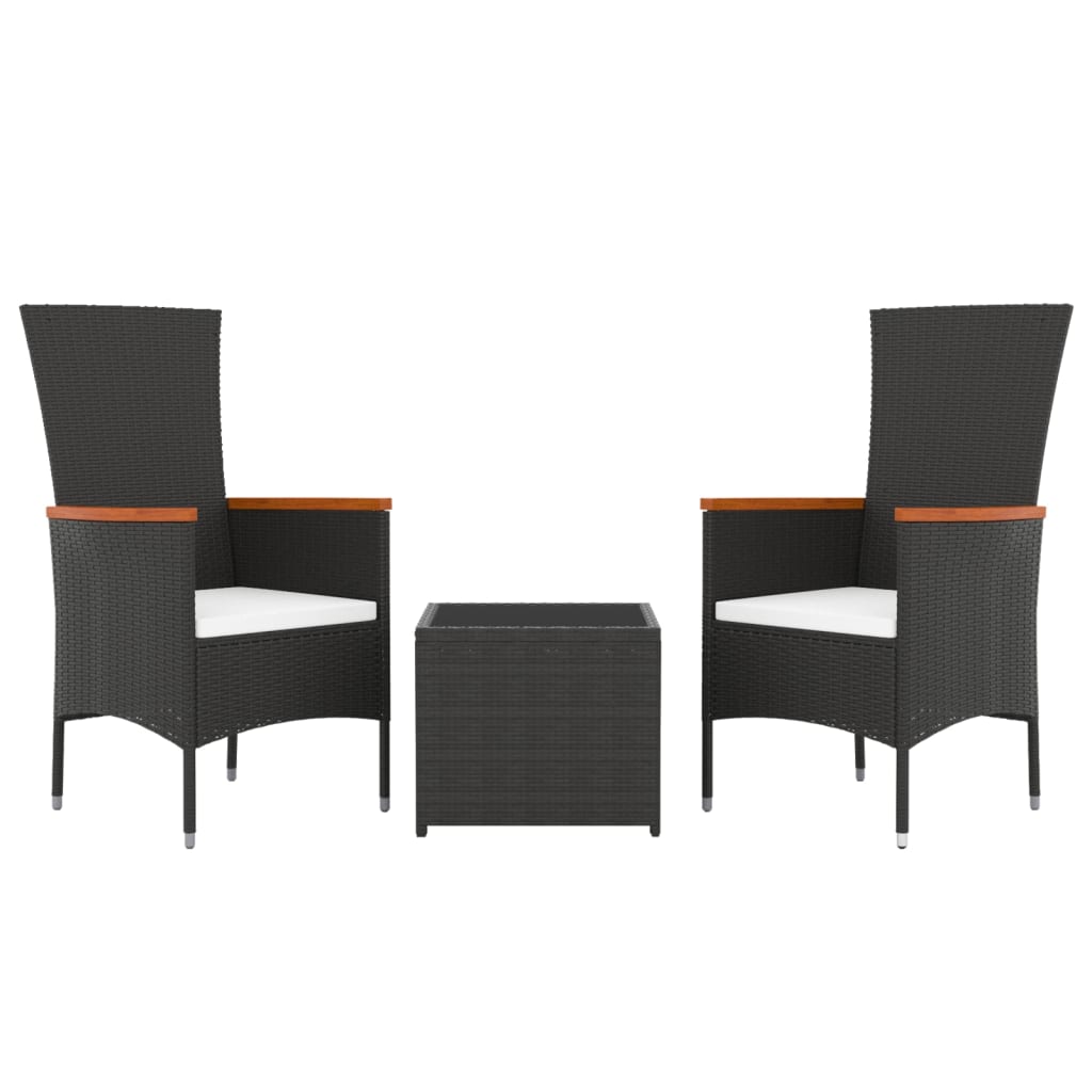 -Delige Loungeset Poly Rattan En Zwart Staal