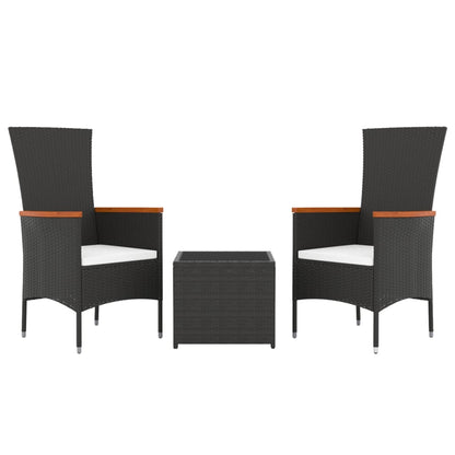 -Delige Loungeset Poly Rattan En Zwart Staal