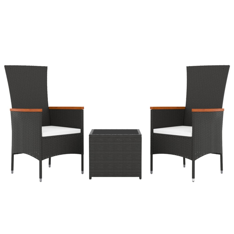-Delige Loungeset Poly Rattan En Zwart Staal