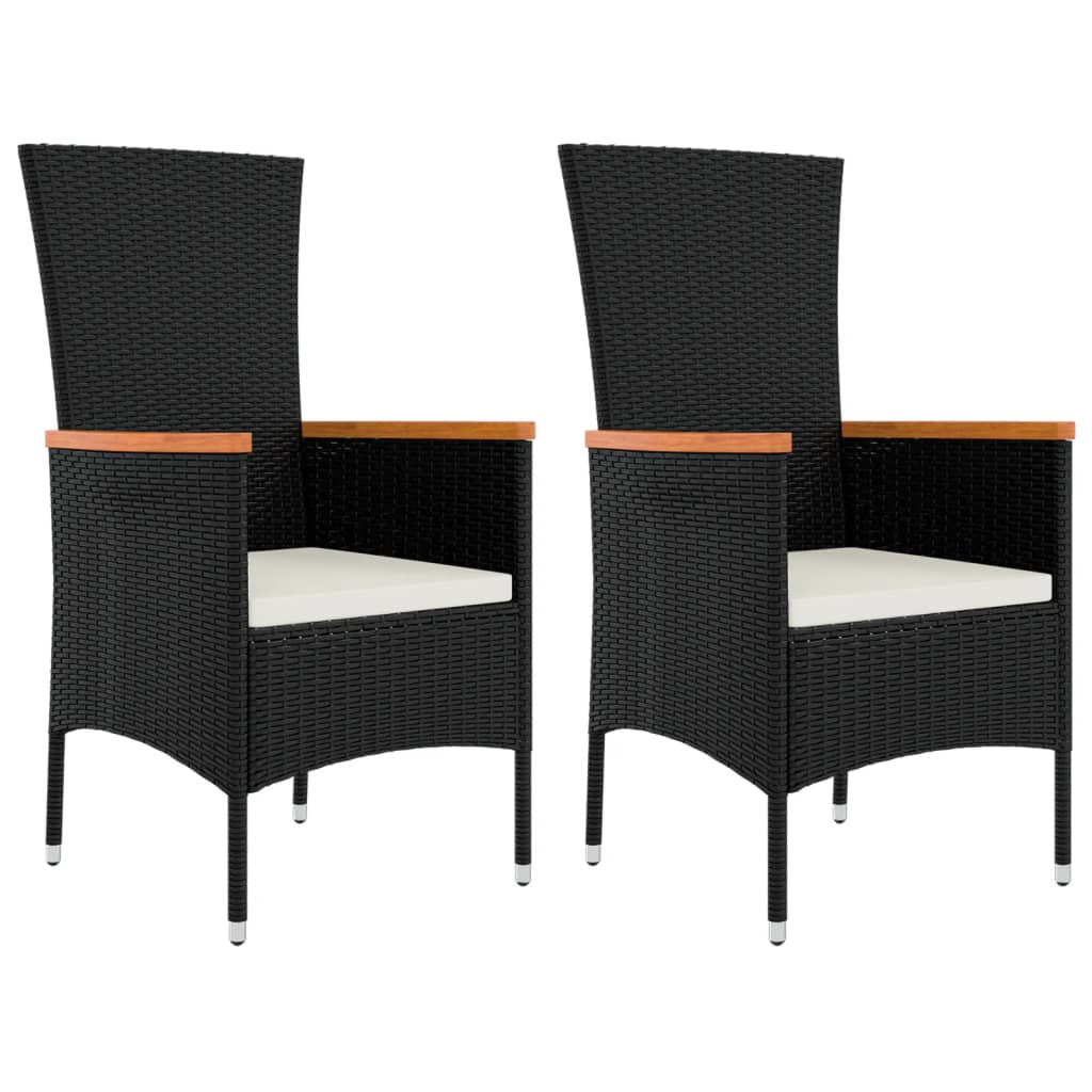 -Delige Loungeset Poly Rattan En Zwart Staal