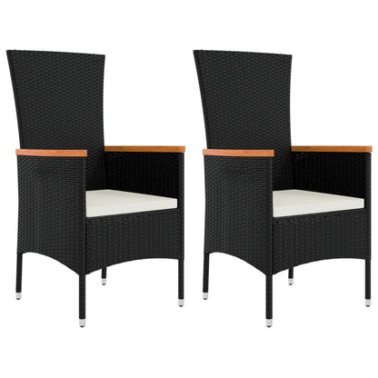 -Delige Loungeset Poly Rattan En Zwart Staal