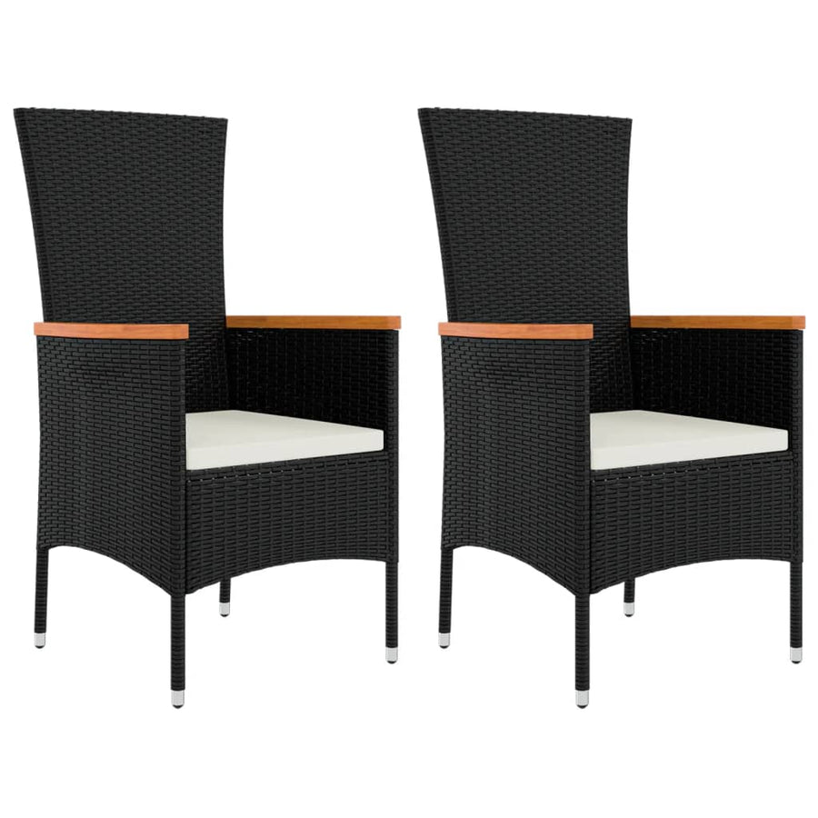 -Delige Loungeset Poly Rattan En Zwart Staal