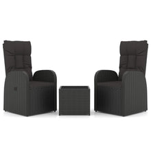 3-Delige Loungeset Poly Rattan En Zwart Staal 2x stoel + Tafel