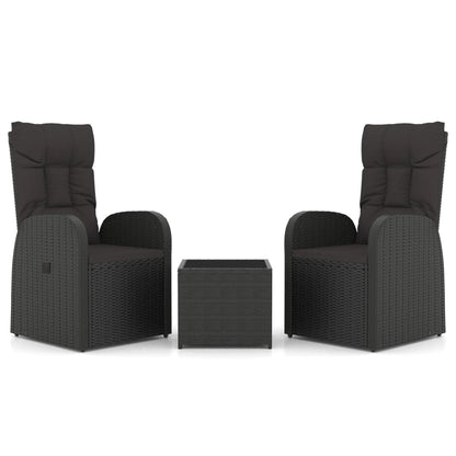 3-Delige Loungeset Poly Rattan En Zwart Staal 2x stoel + Tafel