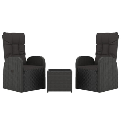 3-Delige Loungeset Poly Rattan En Zwart Staal 2x stoel + Tafel