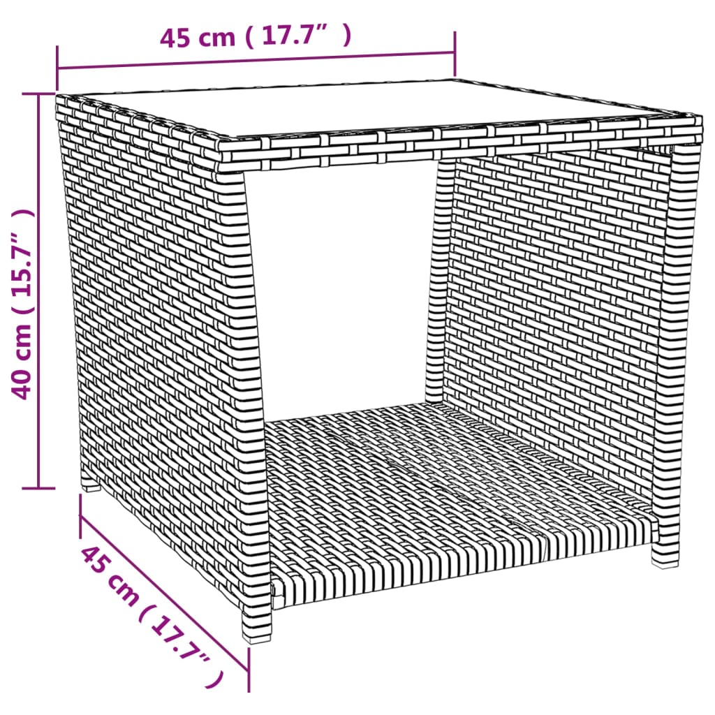 3-Delige Loungeset Poly Rattan En Zwart Staal 2x stoel + Tafel