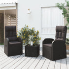 3-Delige Loungeset Poly Rattan En Zwart Staal 2x stoel + Tafel