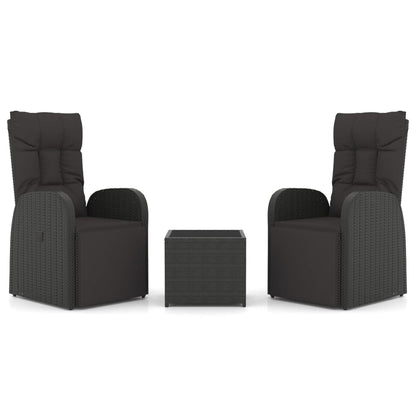 3-Delige Loungeset Poly Rattan En Zwart Staal 2x Fauteuil + Tafel