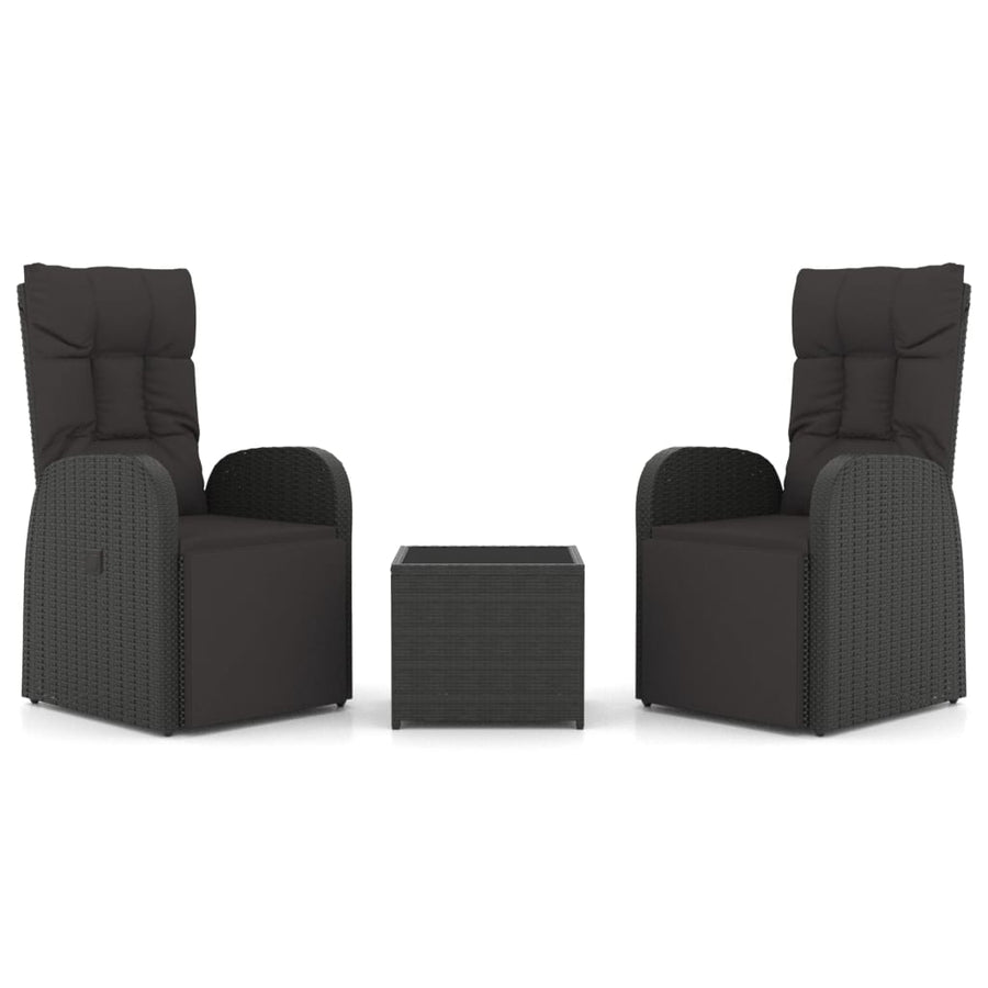 3-Delige Loungeset Poly Rattan En Zwart Staal 2x Fauteuil + Tafel