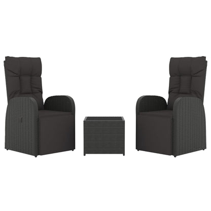 3-Delige Loungeset Poly Rattan En Zwart Staal 2x Fauteuil + Tafel