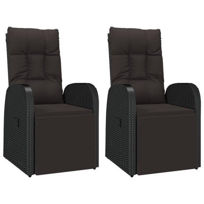 3-Delige Loungeset Poly Rattan En Zwart Staal 2x Fauteuil + Tafel