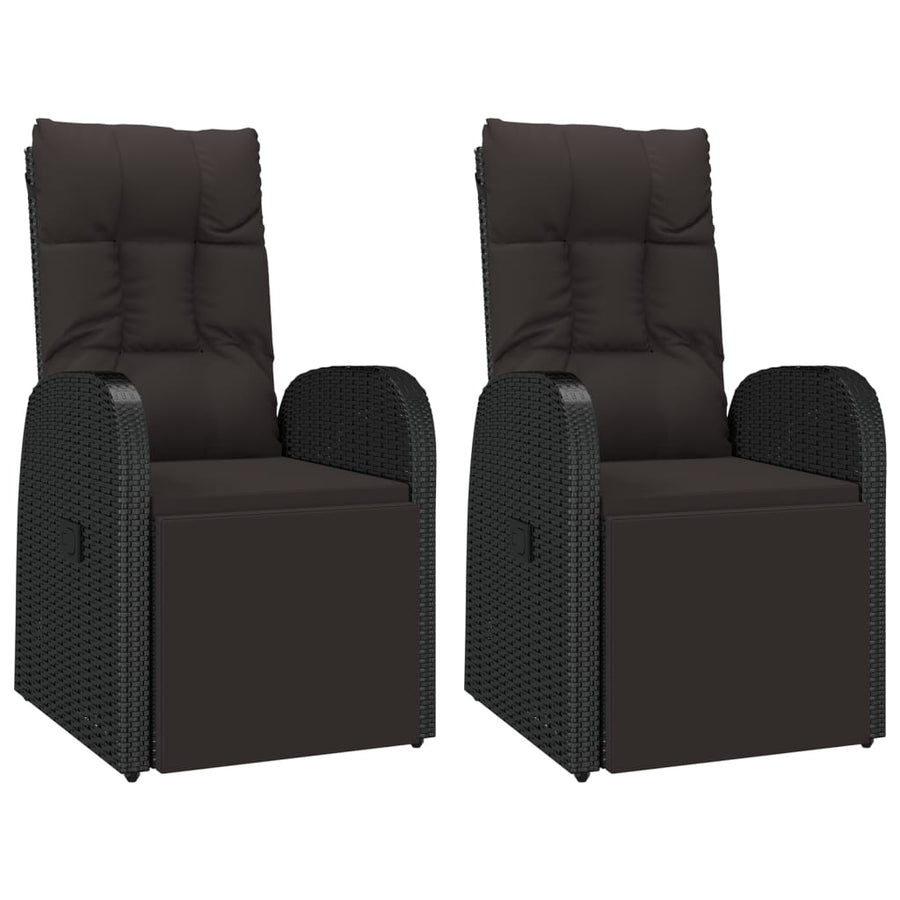 3-Delige Loungeset Poly Rattan En Zwart Staal 2x Fauteuil + Tafel