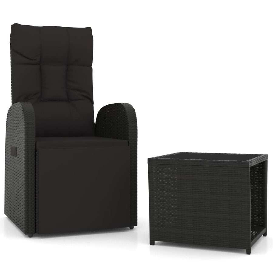2-Delige Loungeset Poly Rattan En Staal Zwart Fauteuil + tafel