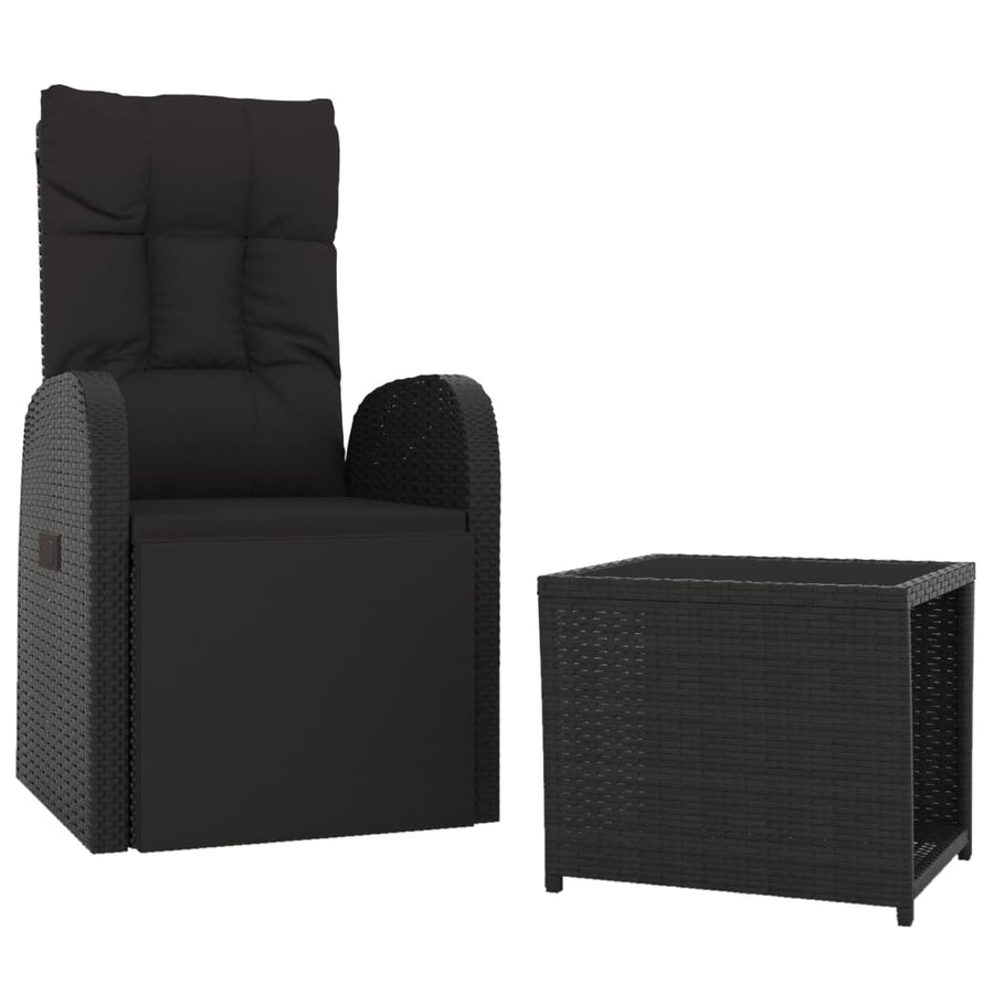 2-Delige Loungeset Poly Rattan En Staal Zwart Fauteuil + tafel