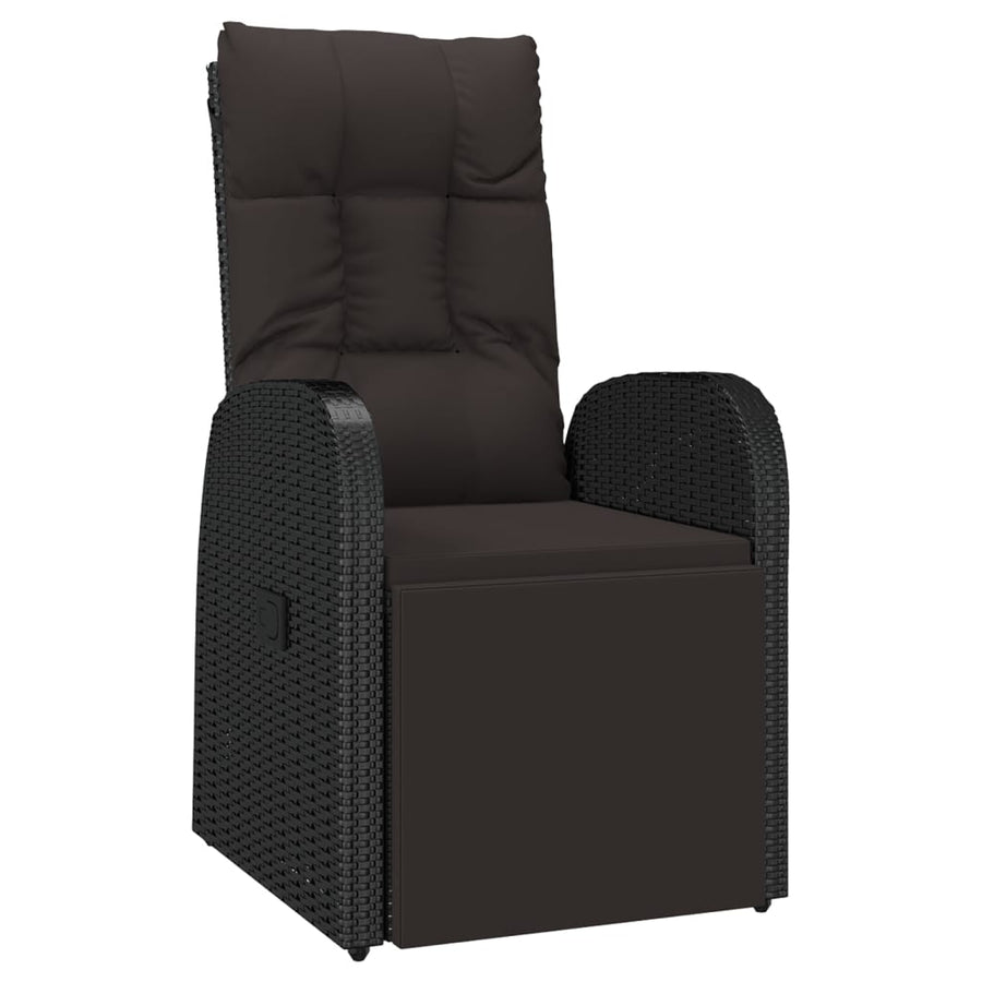 2-Delige Loungeset Poly Rattan En Staal Zwart Fauteuil + tafel