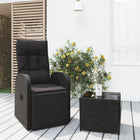 Loungeset poly rattan staal 2-delig zwart