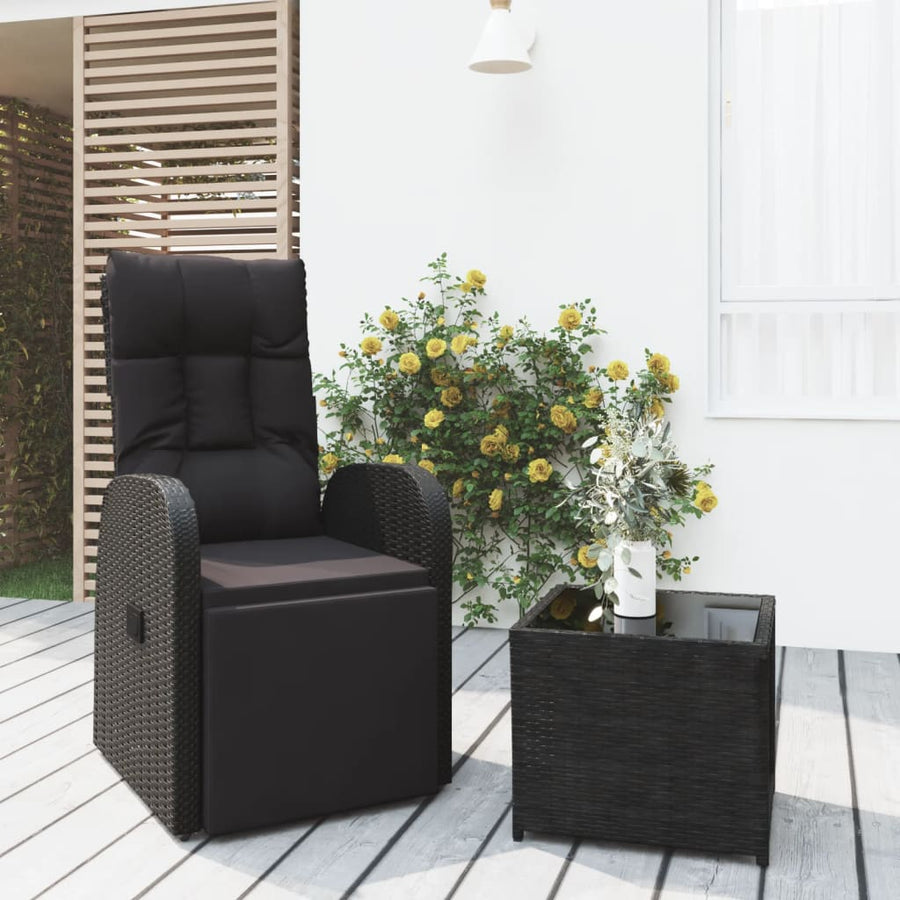 2-Delige Loungeset Poly Rattan En Staal Zwart Fauteuil + tafel