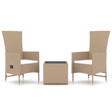 -Delige Loungeset Poly Rattan En Staal Beige 2x stoel + Tafel