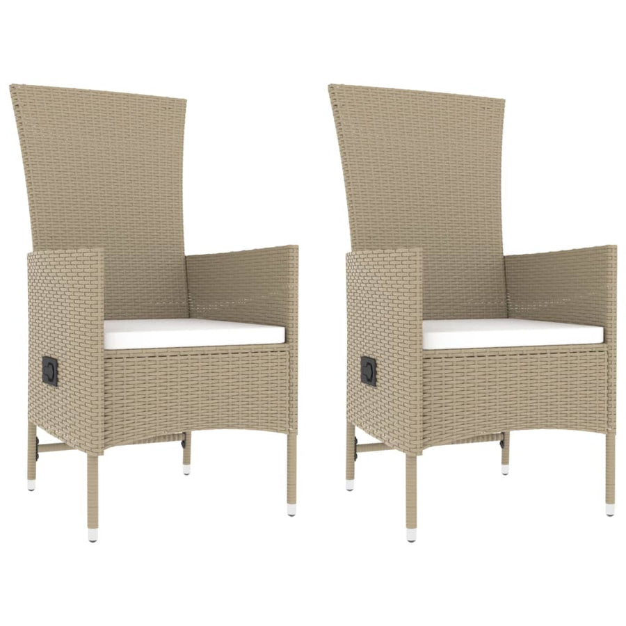 -Delige Loungeset Poly Rattan En Staal Beige 2x stoel + Tafel