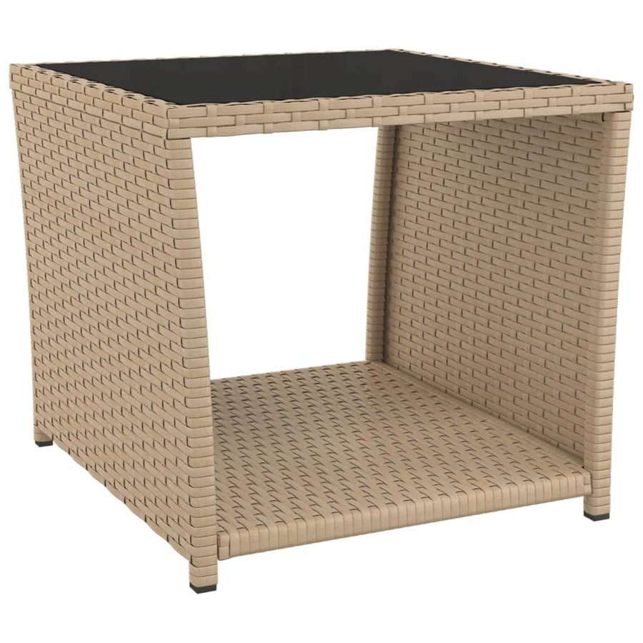 -Delige Loungeset Poly Rattan En Staal Beige 2x stoel + Tafel