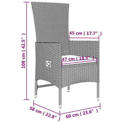 -Delige Loungeset Poly Rattan En Staal Beige 2x stoel + Tafel