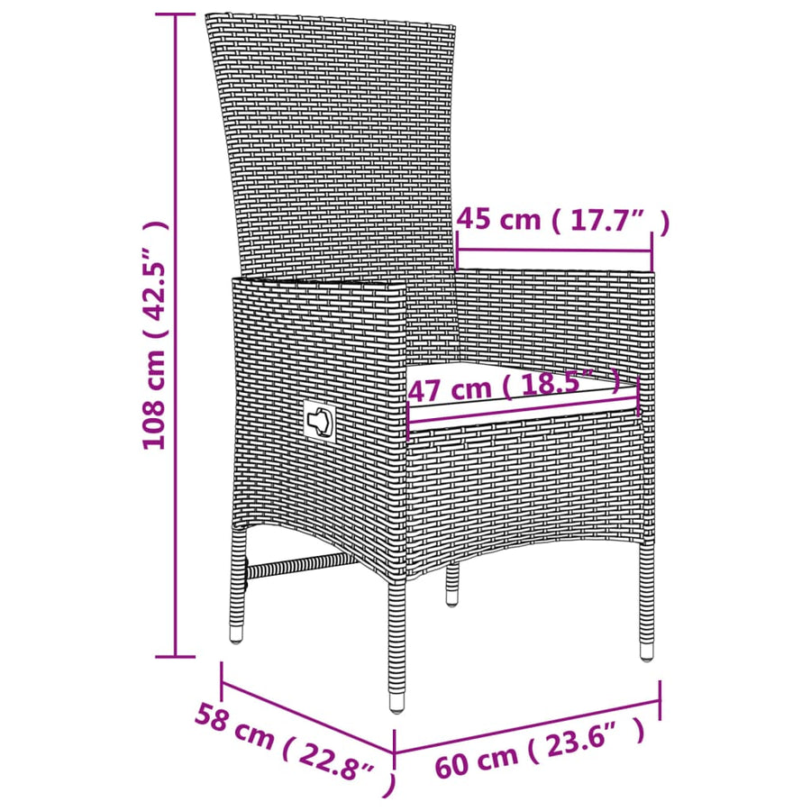 -Delige Loungeset Poly Rattan En Staal Beige 2x stoel + Tafel