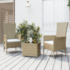 -Delige Loungeset Poly Rattan En Staal Beige 2x stoel + Tafel