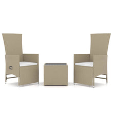 -Delige Loungeset Poly Rattan En Staal Beige 2x Fauteuil + Tafel