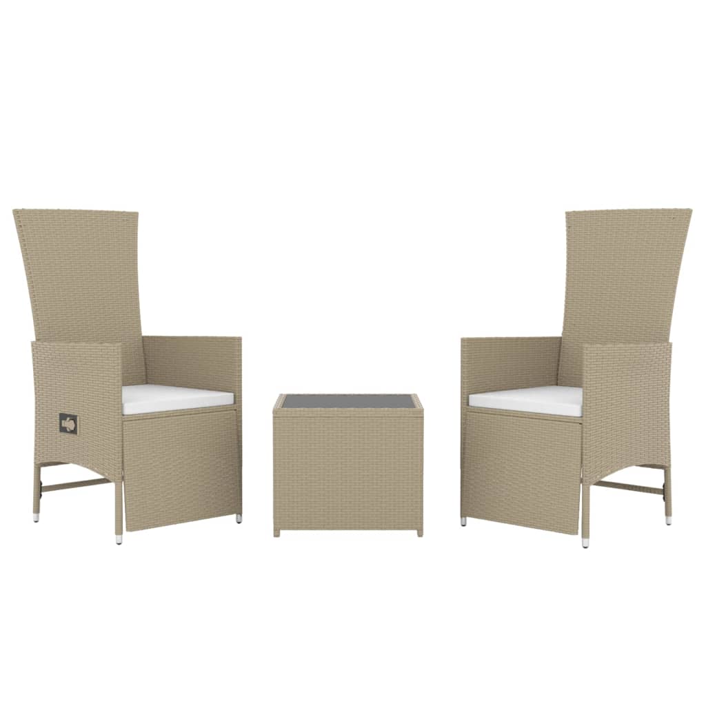 -Delige Loungeset Poly Rattan En Staal Beige 2x Fauteuil + Tafel