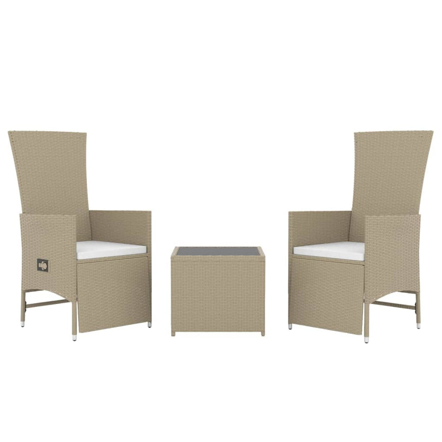 -Delige Loungeset Poly Rattan En Staal Beige 2x Fauteuil + Tafel